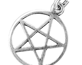 Pentagram 925 Silver Pendant Necklace Protective Amulet White Magic Pentacle No. 46