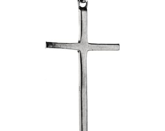 Pendentif Croix en argent sterling 925 simple noble Jésus Chaîne d’argent n ° 20