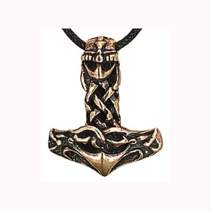 Thor&#39;s Hammer Viking Helmet Mjölnir Thorhammer Thor Hammer Pendant Bronze No. 75