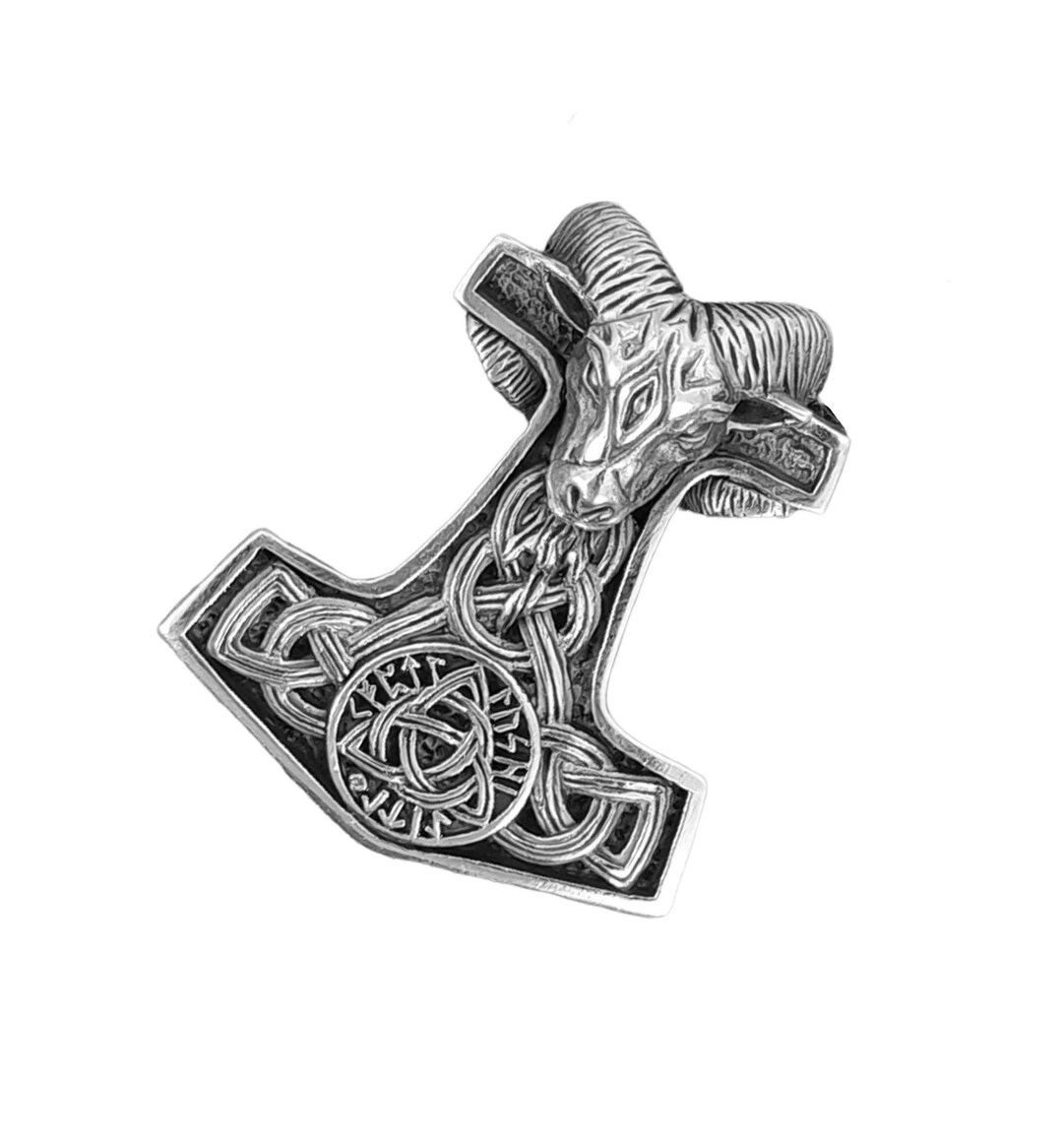 Thor's Goats Rune Thor's Hammer Goat's Head Rune Knot Pendant 925 Sterling Silver No. 391 ...