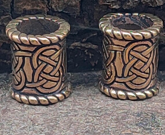 Bartschmuck Feiner Keltenknoten Aus Bronze – Keltischer Haarschmuck Perle Für Damen & Herren, Handgefertigt, Nordisch & Stylisch