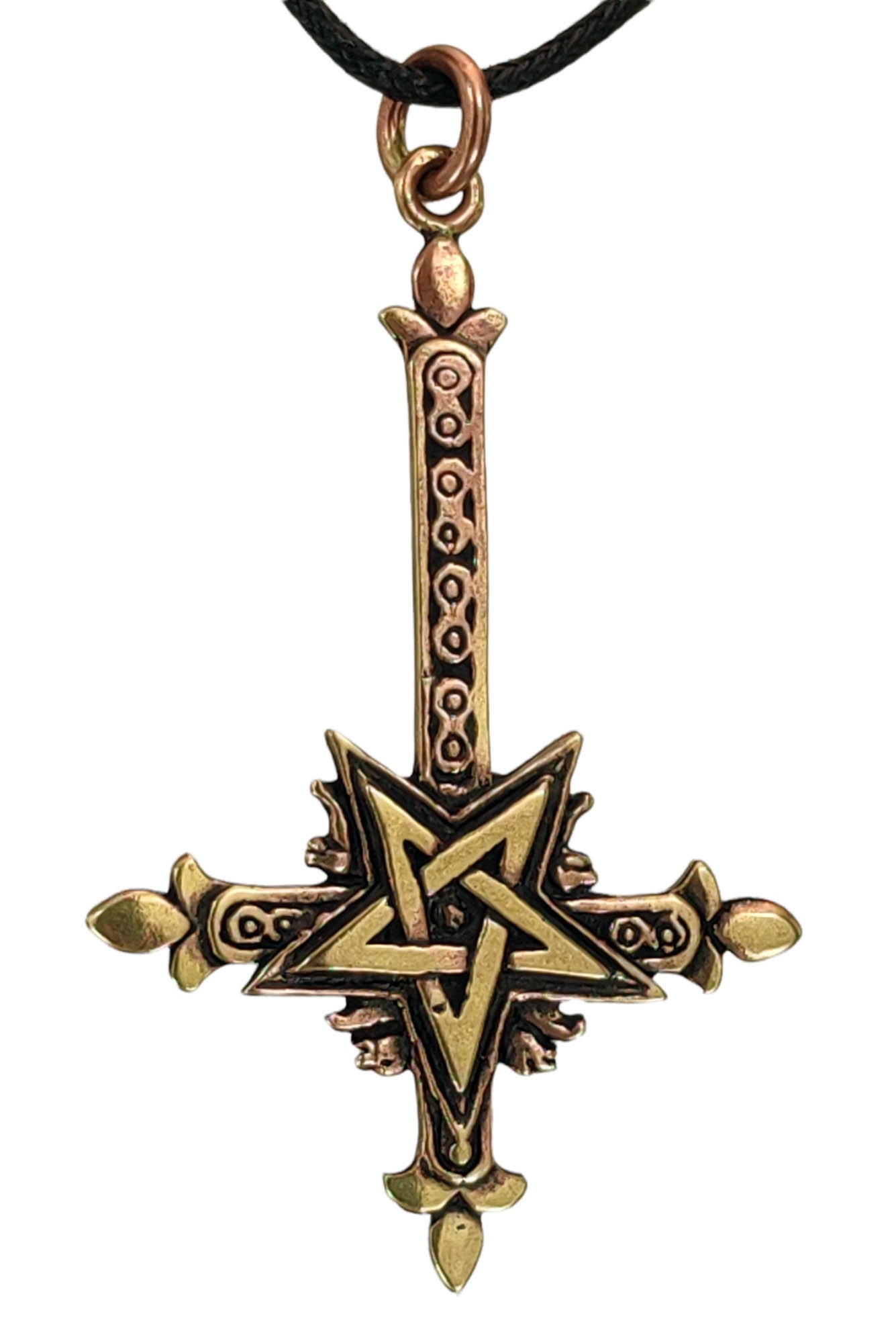Inverted Cross Bronze Pendant Satan Satanist Devil Satan's Cross No ...