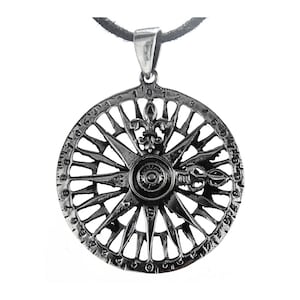 Kompaswindrooshanger 925 sterling zilveren kettinghanger Fleur-de-Lys nr. 289