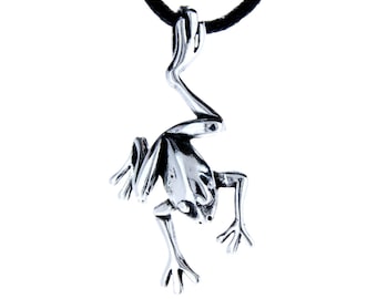 Frog in mid-leap pendant, 925 sterling silver, chain pendant no. 4