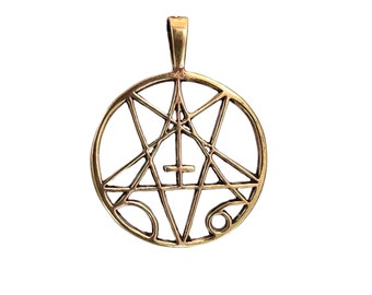 Pentagram inverted cross Satan Lucifer bronze pendant necklace pendant No. 26