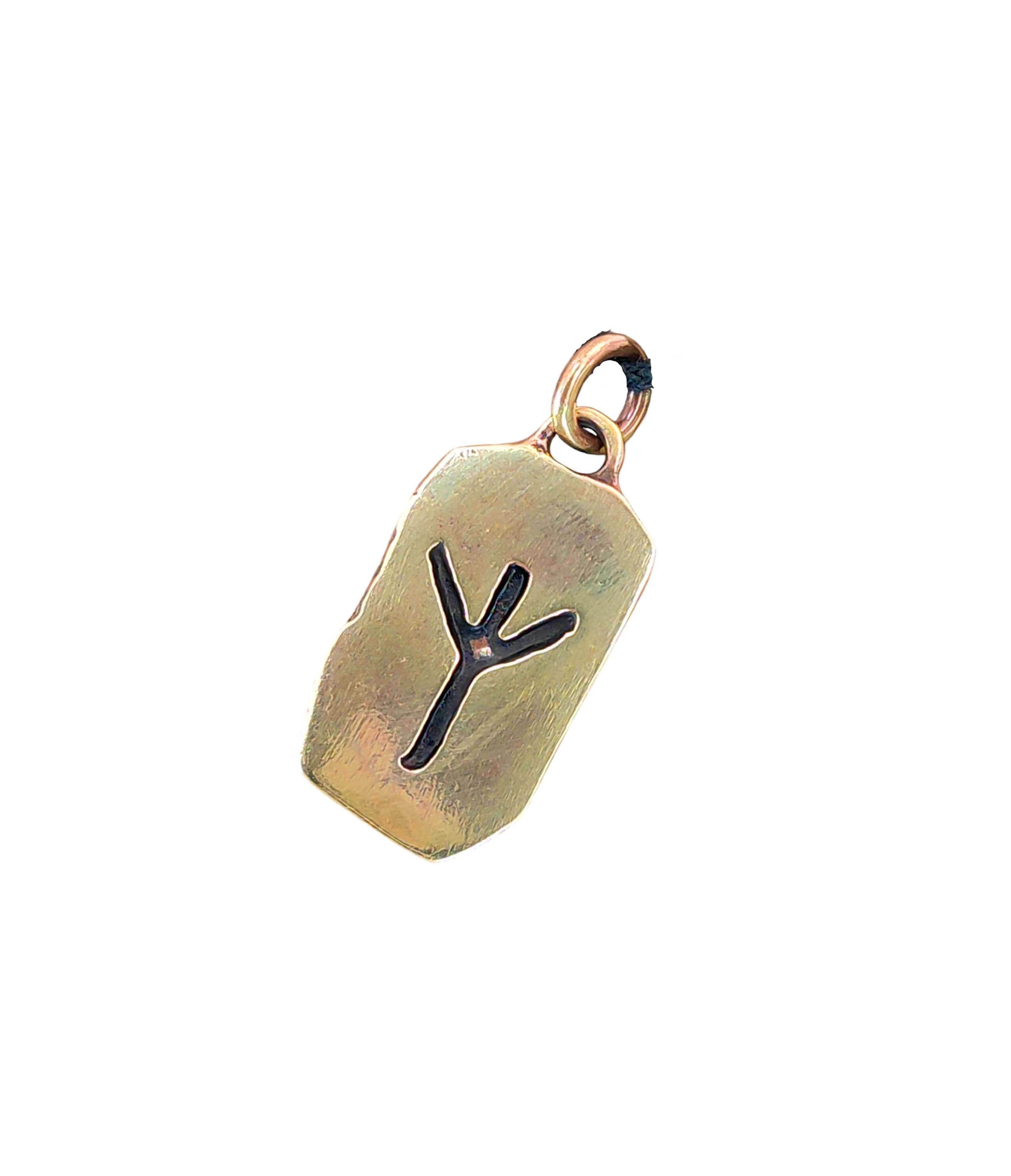 Rune Runic Pendant Bronze Letter Z Algiz Elhaz Elk Protection 101