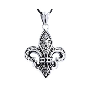 Pendentif Fleur de Lys en acier inoxydable Fleur de Lis / Lys flower No. 15 B