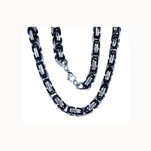 King chain made of stainless steel silver/black 8.4 mm 55-70 cm silver