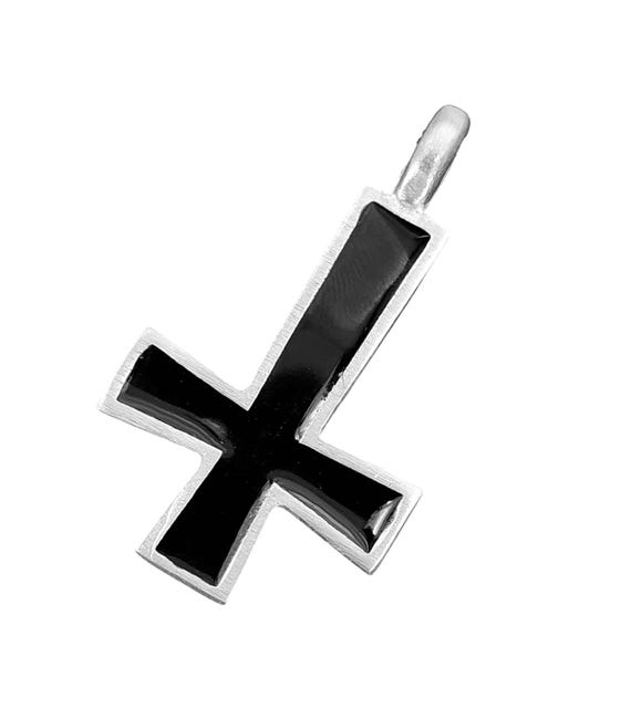 Ciondolo in bronzo a croce rovesciata Satana diavolo satanista croce di Satana n. 23 - Italia