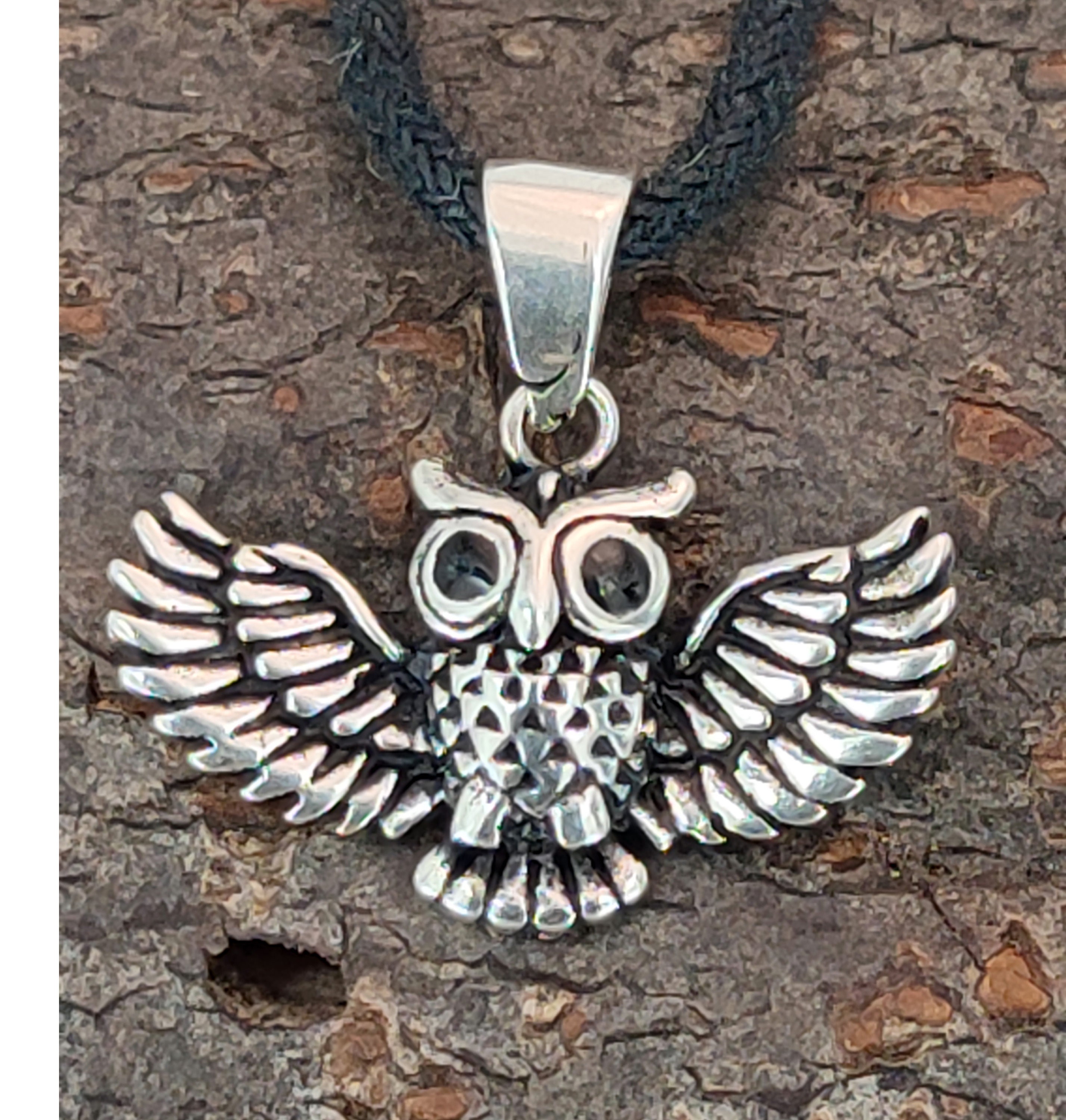 WithLoveSilver Pendentif en forme de hibou rond en argent sterling 925 avec symbole du bonheur, Argent sterling, NA