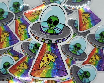 Pizza Abduction Sticker