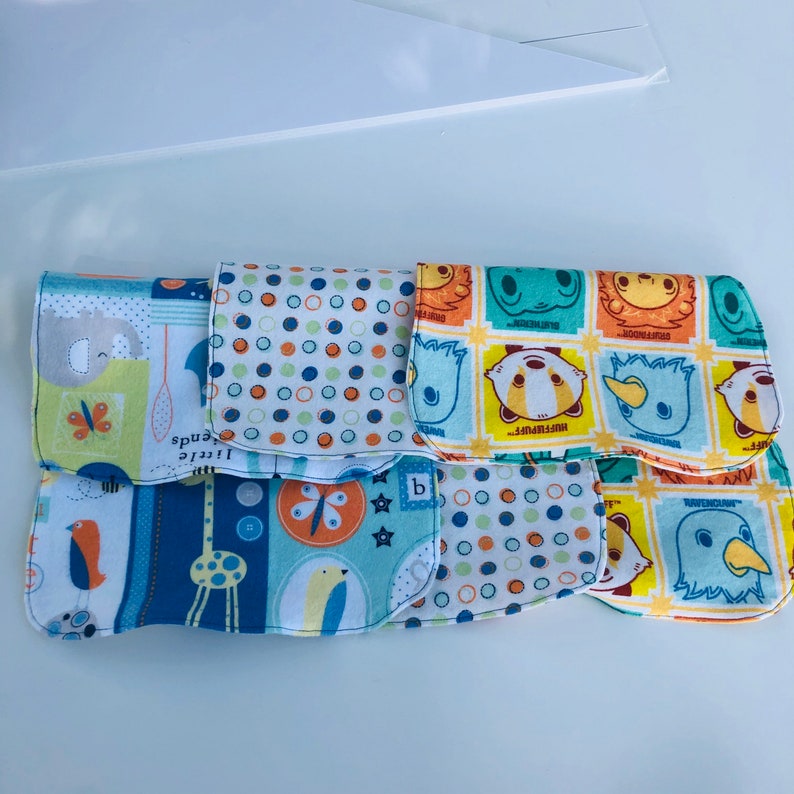 Hourglass Side Best Burp Cloth Soft And Cozy Fabric Blue and Orange Dots Baby Burp Cloths Single