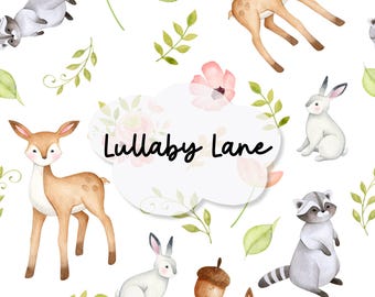 Spring Woodland Seamless File - Easter Forest Pink Digital Paper - Floral Animal Kids Baby Scrapbook Paper Repeating Pattern for fabric
