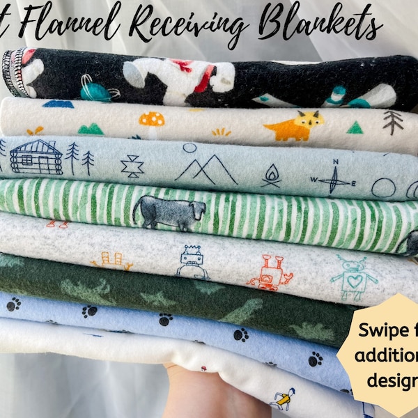 Soft Flannel Receiving Blanket | Baby Boy Swaddle | Baby Shower Gift | Cotton Snuggle Swaddle | Baby Lovey | Baby Announcement