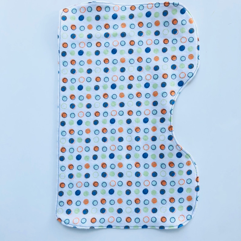 Hourglass Side Best Burp Cloth Soft And Cozy Fabric Blue and Orange Dots Baby Burp Cloths Single