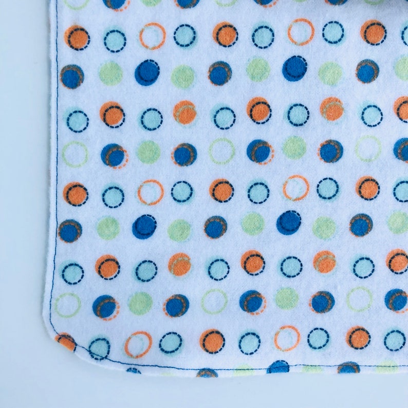 Hourglass Side Best Burp Cloth Soft And Cozy Fabric Blue and Orange Dots Baby Burp Cloths Single