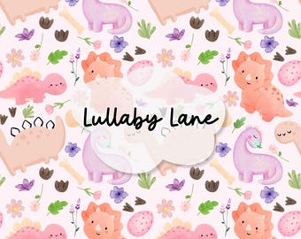 Pink Dinos Seamless File - Girly Dinosaurs Floral Digital Paper - Animal Seamless Kids Baby Scrapbook Paper Repeating Pattern for fabric