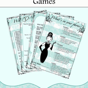 Breakfast at Tiffany's Bridal Shower Game Cards