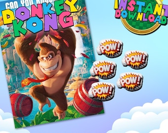 Knock Out Donkey Kong Super Mario or Princess Peach Themed Printable Birthday Party Game