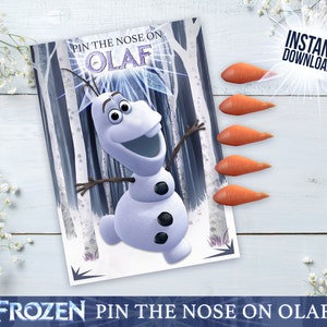 Pin the Nose on Olaf Frozen Themed Printable Birthday Party Game - Etsy