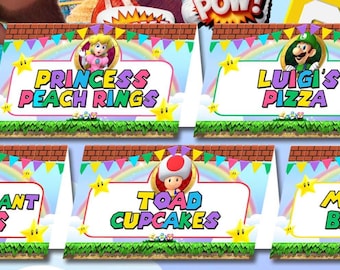 Super Mario Princess Peach Birthday Party Food Labels