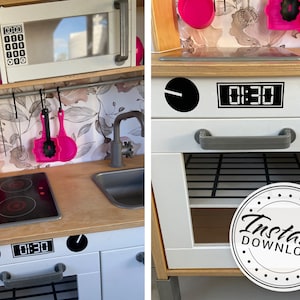 Digitale SVG-Dateien, Ikea Play Küche Mikrowelle, Ofen Display und Rack Abziehbilder Aufkleber