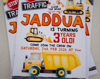 Construction Truck Lift the Flap Birthday Party DIY Invitation | Personalised Printable Digital Download Invite