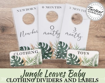 Printable DIY Boy's Nursery Jungle Foliage Clothing Labels and Dividers