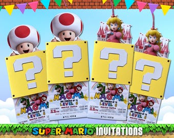 Super Mario or Princess Peach Birthday Party Pop Up Invitation Printable (with instructions)