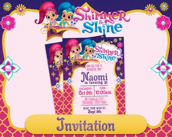 Shimmer and Shine Personalised Printable Birthday Party Invitation