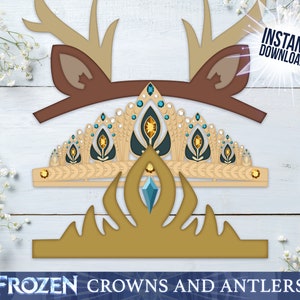 Déguisement cadeau couronnes et bois Anna et Elsa à imprimer La Reine des neiges