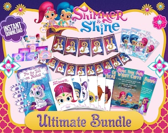 Shimmer and Shine Ultimate Birthday Party Printable Bundle Including Banner, Food Labels, Cupcake Toppers, Craft Instructions and More!