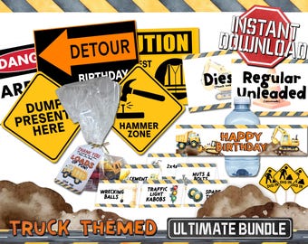 Ultimate Construction and Truck Themed Printable Birthday Party Bundle