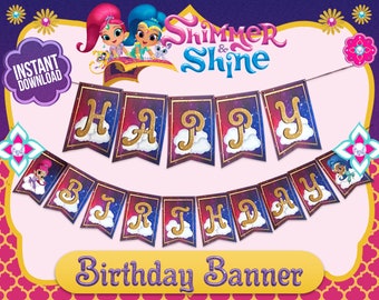Shimmer and Shine Printable Happy Birthday Banner