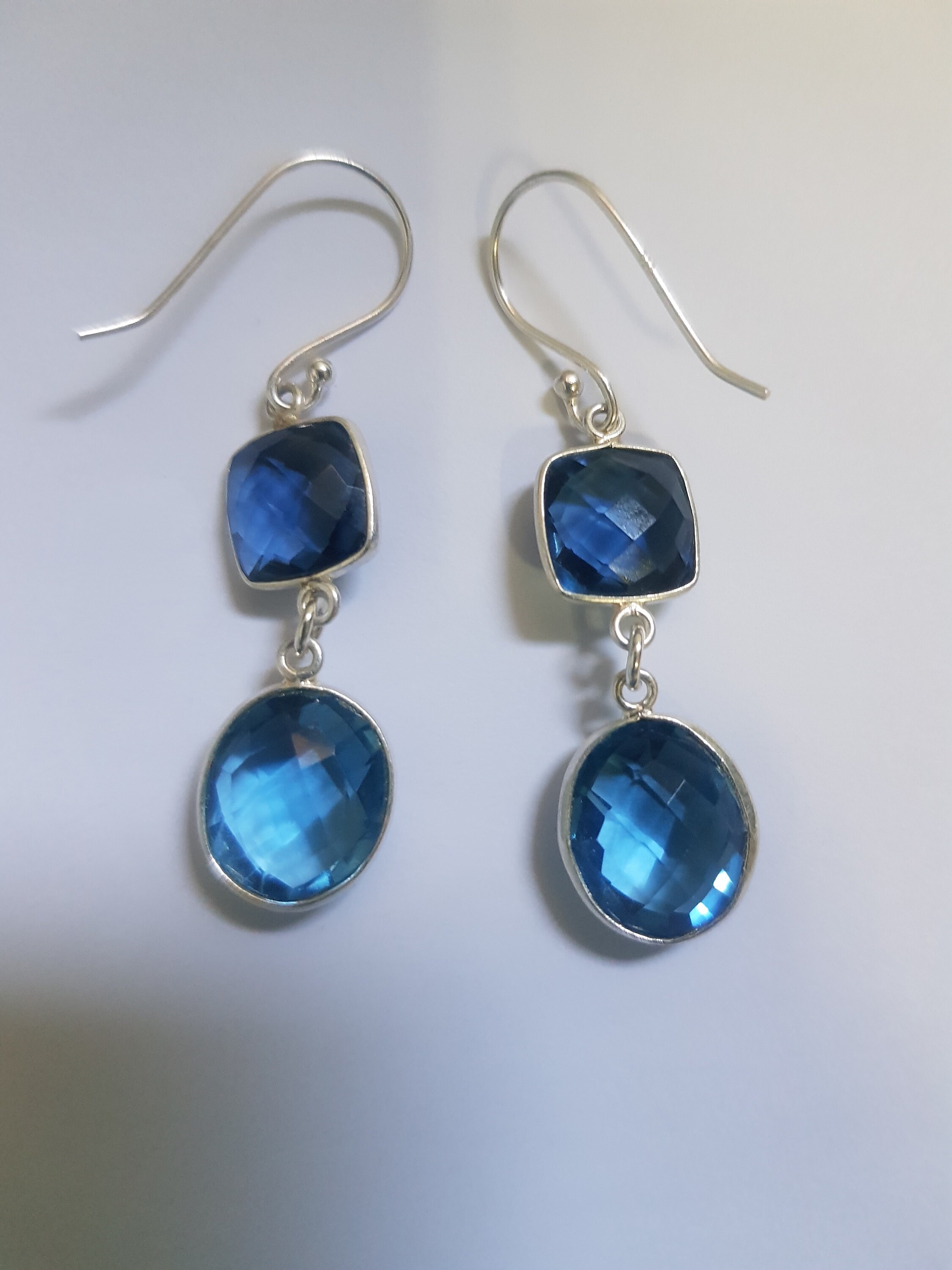 Blue Quartz Earrings/ Dangle Quartz Earrings/ Blue Etsy