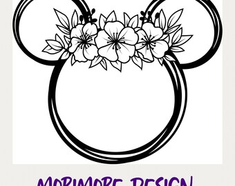 Mickey Minnie Head Svg,Laurel Svg,Mickey Minnie Flower Svg,Floral Mickey Head Svg,Cut File For Cricut Mickey Shamrock Svg,Mickey Wreath Svg