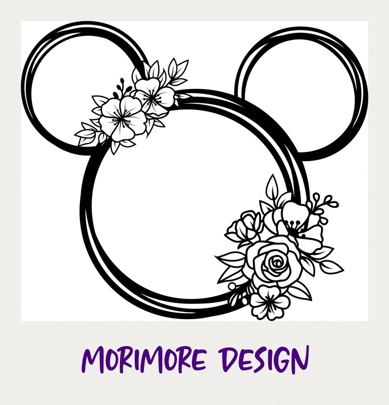 Mickey Floral SvgMickey Wreath Svg Mickey Minnie Head | Etsy