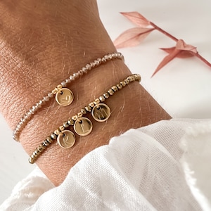 Initialen Kristall Armband rund, personalisierbar, Buchstabe benutzerdefiniert, Gravur, Mama Geschenk Kristall, Runde charms Gold customized Bild 7