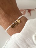 Initials crystal bracelet round, personalizable, letter custom, engraving, mom gift crystal, round charms gold customized product logo