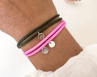 Bracciale surfista con iniziali, braccialetto da donna da uomo, braccialetto partner, lettera, unisex, impermeabile, personalizzato, braccialetto boho uomo donna