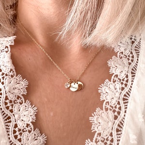 collar de cristal personalizado, grabado, nombre, fecha, iniciales, bañado en oro, madre-hija, mejor amiga, hermana, regalo esposa,