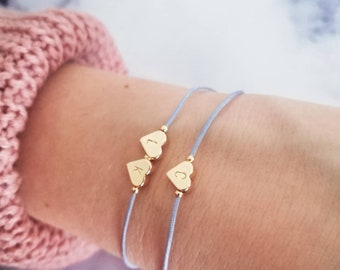 Bracciale cuore con iniziali, personalizzabile, JGA, regalo damigella d'onore, lettera, braccialetto da damigella d'onore, tendenza, regalo per moglie, migliore amica