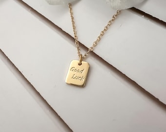 Collar de la Suerte, delicado collar dorado, amuleto de la suerte, regalo para la mejor amiga, mamá o hija, chapado en oro auténtico.