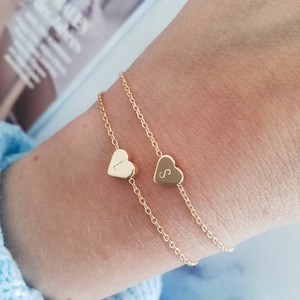 Gold initials heart bracelet, gift for maid of honor, best friend gift, uptodate, 18k real gold plated, JGA, trend, mother-daughter, bride