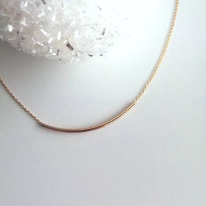 Minimalist necklace gold, 18k gold plated, tunnel pendant, necklace with style, jewelry for woman, original, fine, design, discreet necklace,