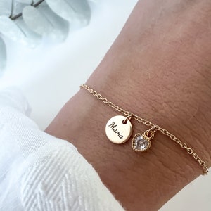 Name Armband, Gravur, erste Kette,Initialen, Kristall, 18k vergoldet, Mutter-Tochter, für beste Freundin, Schwester, persönliches Geschenk