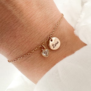 Name bracelet, engraving, initial chain, initials, crystal, 18k gold plated, mother-daughter, for best friend, sister, personal gift