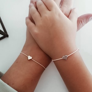 2 bracelets set, twinning, mother-daughter, best friend, sisters, partner bracelet, stretch heart bracelet, gold, rose gold or silver,