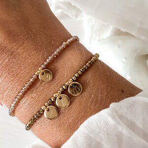 Initialen Kristall Armband rund, personalisierbar, Buchstabe benutzerdefiniert, Gravur, Mama Geschenk Kristall, Runde charms Gold customized Bild 6