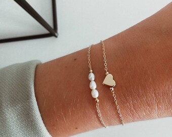 delicate pearl gold bracelet, white freshwater pearl, pearl bracelet, 18k gold plated, delicate, filigree, fine, gift woman, for girlfriend, trend